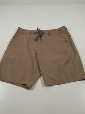 Roark Shorts Mens 32 Beige Chino 8" Inseam Stretch Drawstring Travel Casual